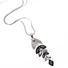 Creative Gifts Long Fish Bone Sweater Chain Necklace Crystal Sapphire Goldfish Pendant Necklaces