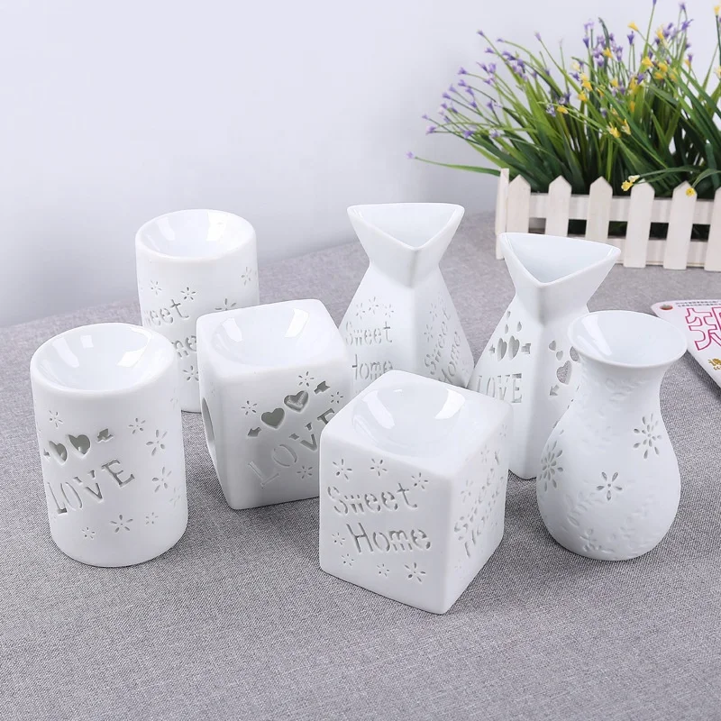 

Different Types Scented Ceramic Aroma Oil Burner For Tealight Candle Holder, Natural