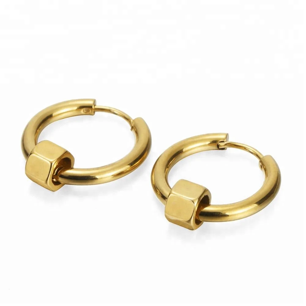 

New gold stainless steel jewelry men's earrings, Silver;gold;black