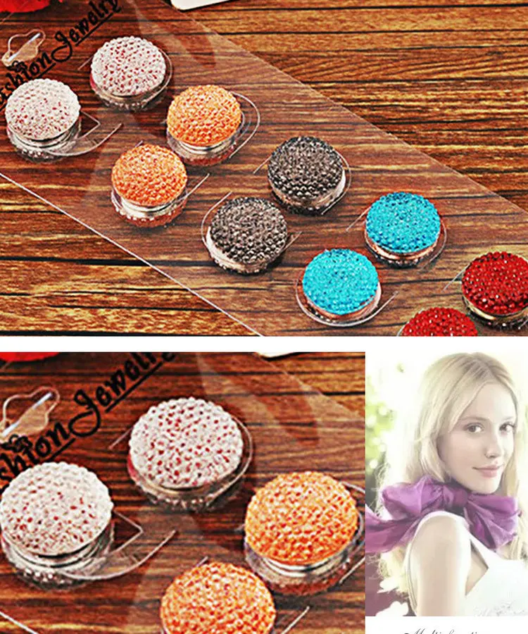 Wholesale Muslim Colorful Round Crystal Magnet Hijab Pins For Women 