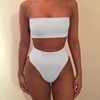 New fashion polyester fitted high waist elastic solid color thin fabric bandeau bikini for large bust