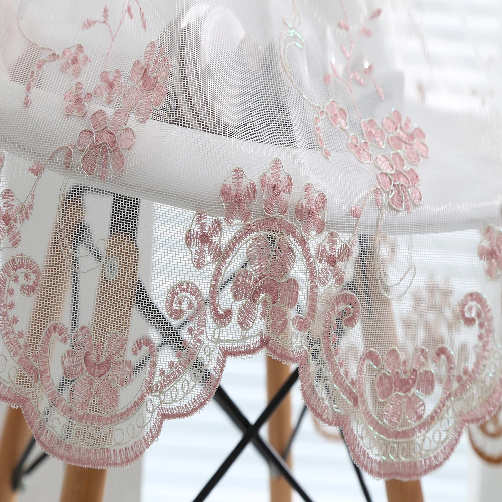 Top elegante slaapkamer, eetkamer gebruik roze bloemen geborduurde ...