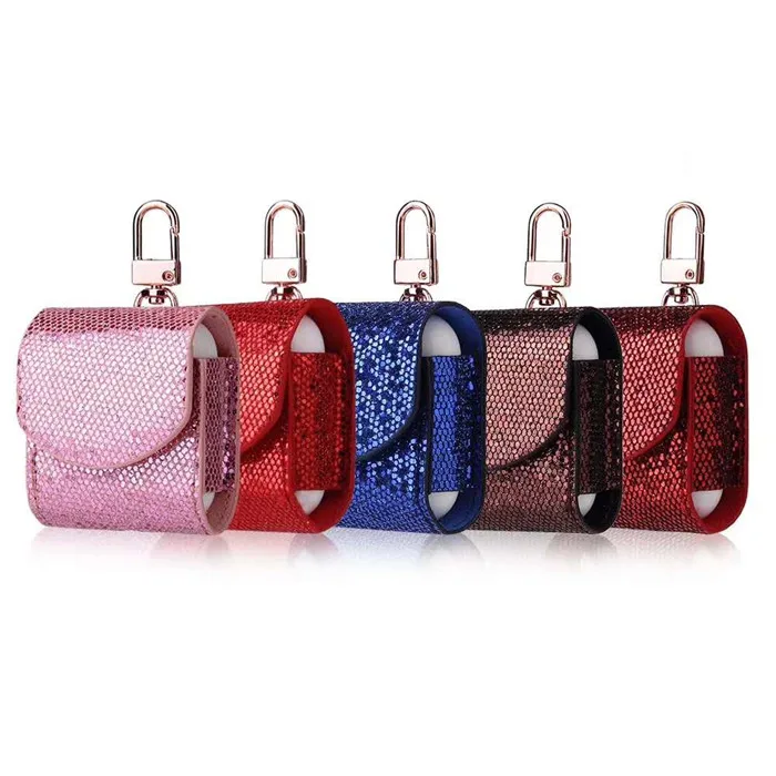 

Leather Sparkle Glitter Bling case for airpods earphones covers, Protective 5 colors Cover Case for apple airpods with keychain