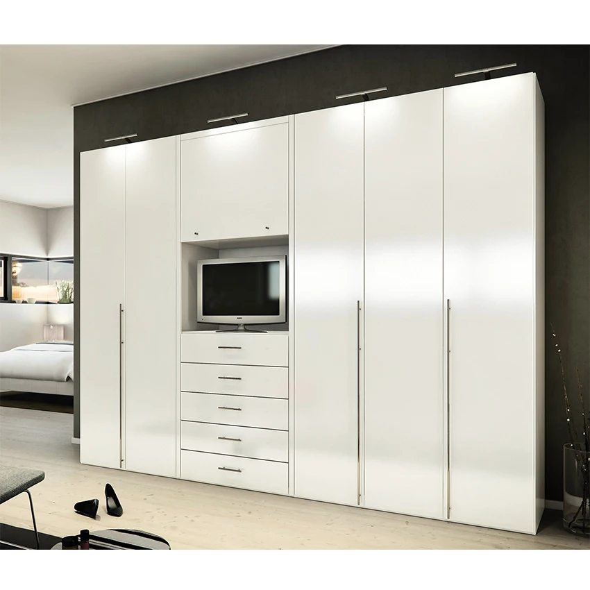 Custom Modern Design Tv Cabinet Bedroom Wardrobe White Wardrobe