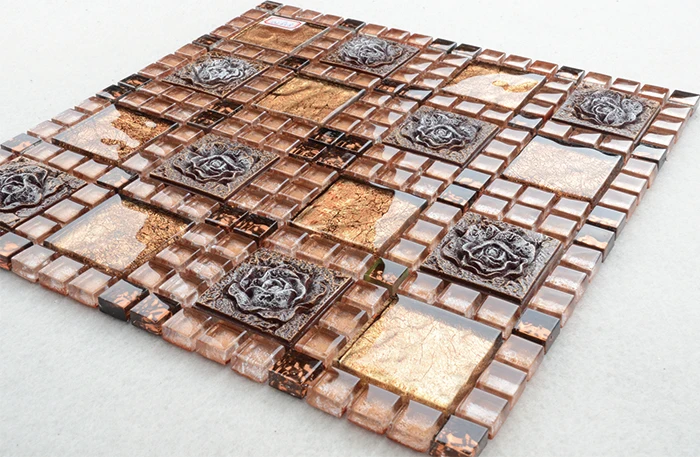 Ml858 neue design schlafzimmer gold blatt muster wand blume mosaik ...