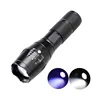 Rechargeable High Power 10W T6 + 395NM UV Double LED Zoom Detector Flashlight