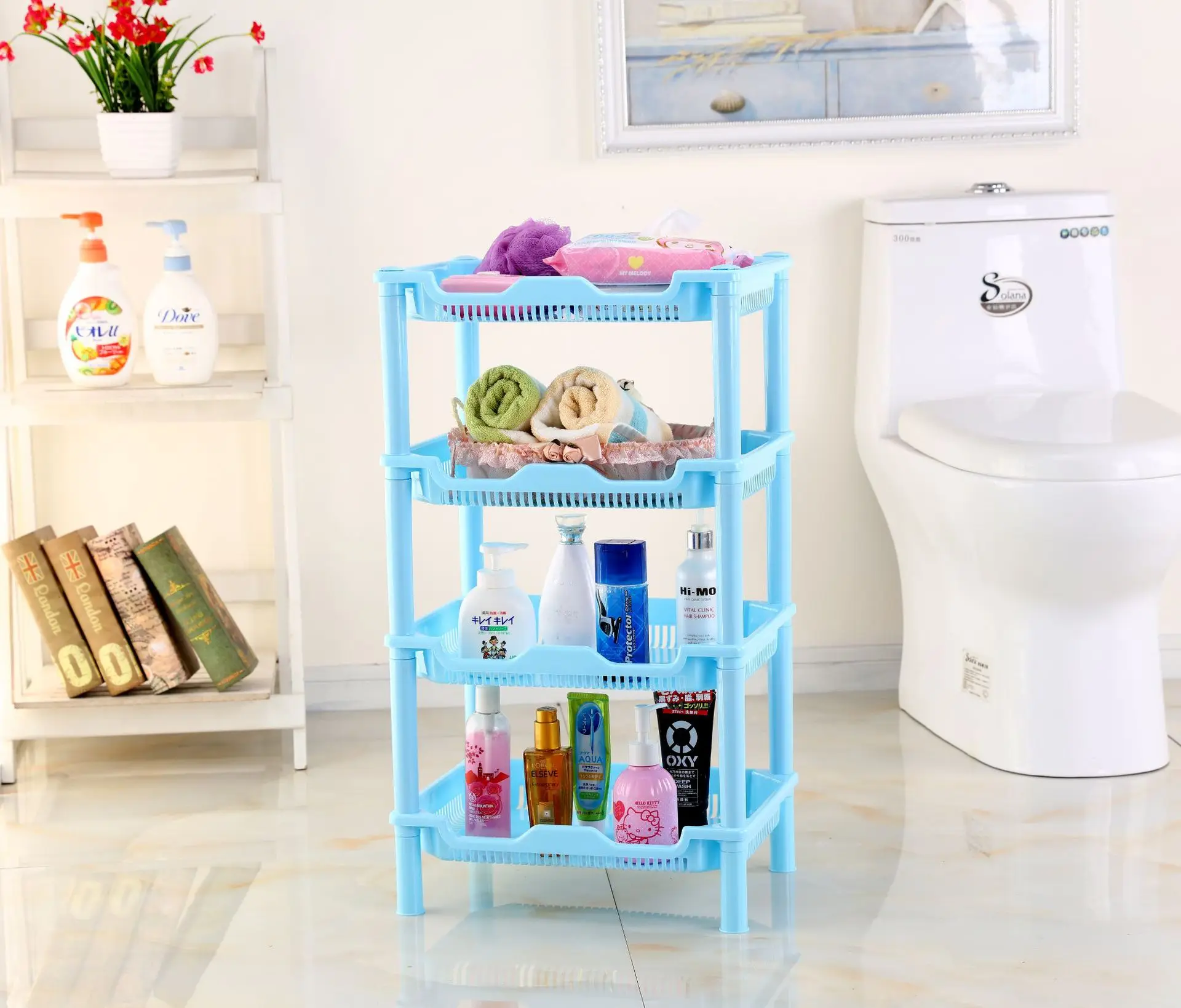 4tier Multipurpose Plastic Storage Rack Bathroom Corner Storage Rack