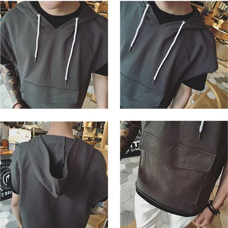 

Short sleeve kangaroo pocket fashion sweater