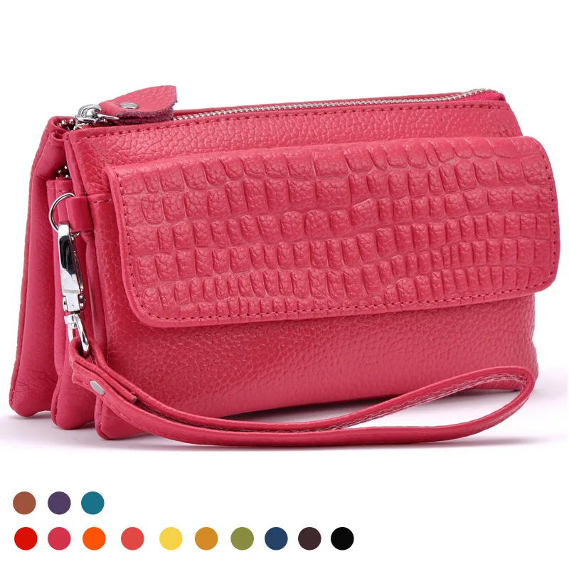 2016 New Designer Female Real Genuine Leather Wallet Sac Women Cosmetic Mobile Phone Bag Ladies Clutch