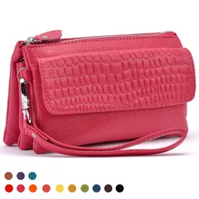 2016 New Designer Female Real Genuine Leather Wallet Sac Women Cosmetic Mobile Phone Bag Ladies Clutch Coin Holder Purse QB143