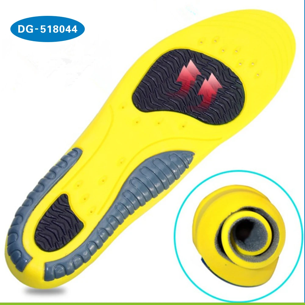 

multi-functional free cut PU foam soft comfortable shock absorption sports insole, Yellow, black