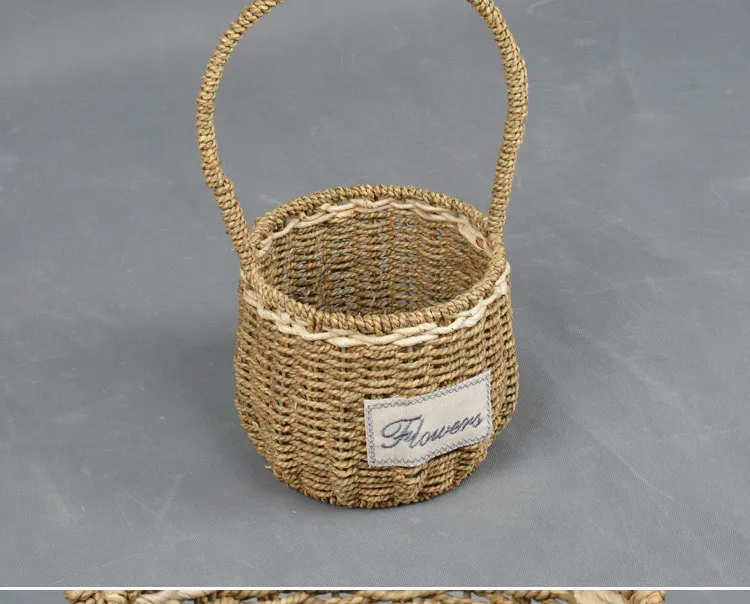 Woven Picnic Storage Fabric Easter Seagrass Belly Basket