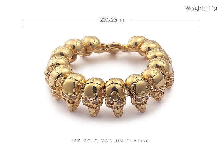 KALEN Gold Skull Head Bracelet
