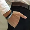 Multi Layer Leather Bracelets for Men Women Customizable Engraving Stainless Steel Bar Bangles Casual Personalized Bangles