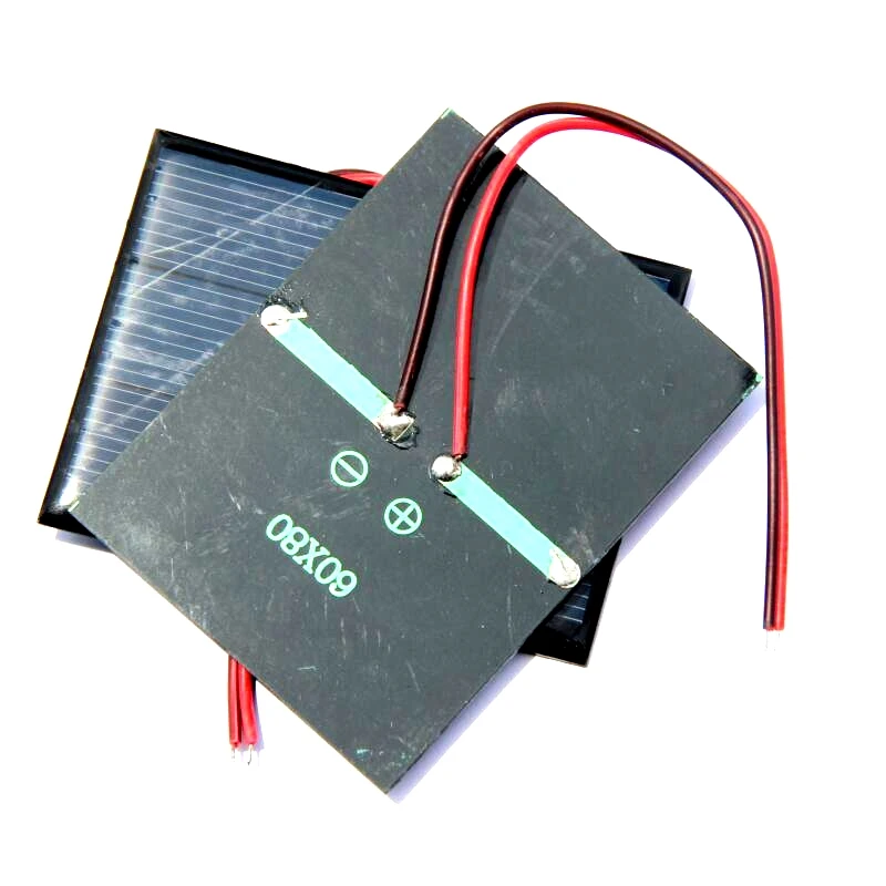 BUHESHUI 0.65W 1.5V 430Ma Mini Solar Cell Polycrystalline Solar Panel DIY Solar Charger System+15CM Cable 60*80MM Epoxy