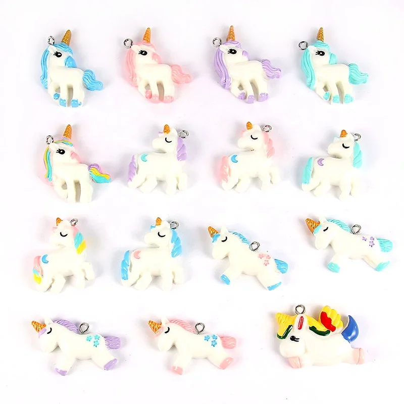 

Mixed Color Cute Cartoon Unicorn/Moon Charms Pendants DIY Necklace Making