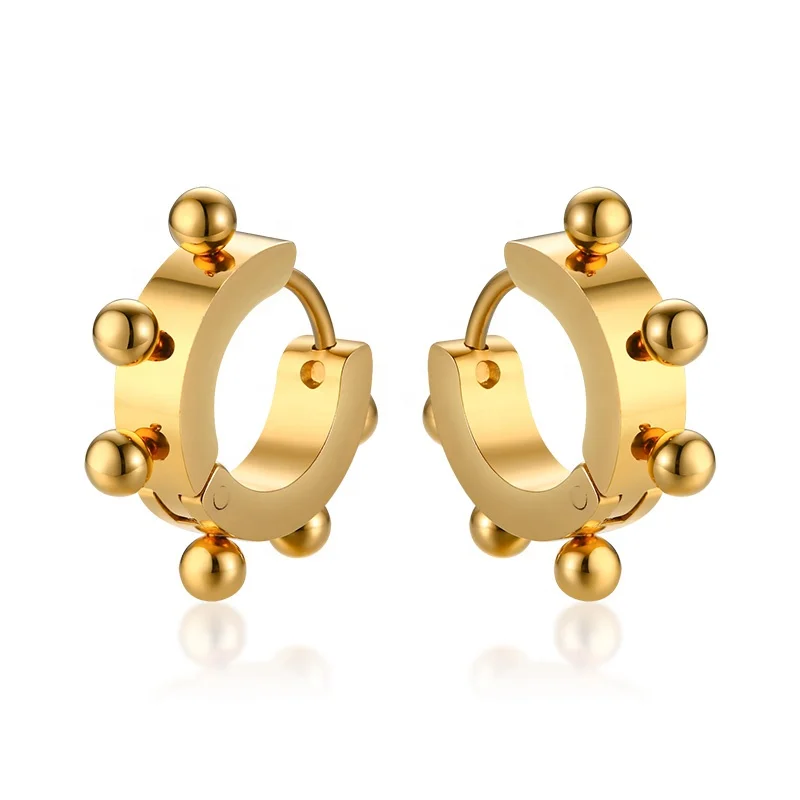 

2019 New Arrival Ladies 20mm 316L Stainless Steel Gold ball Hoop Earrings