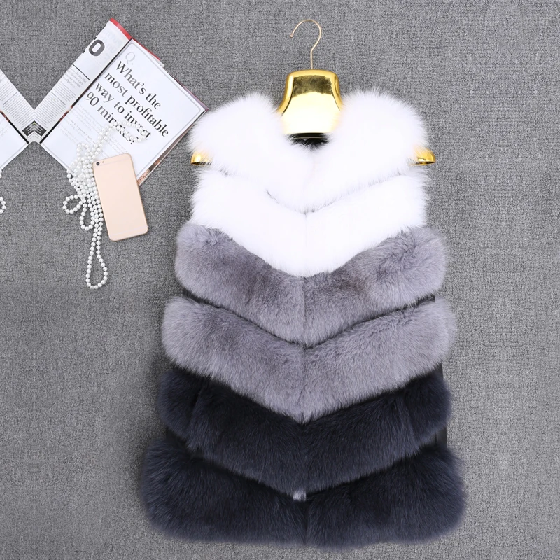 

2020 new designs hot selling short gilet faux fox fur women contrast vest, Customized color