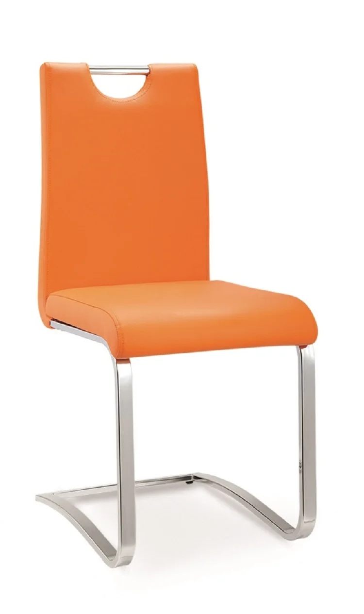 colorful PU leather and metal tube chrome dining room chair