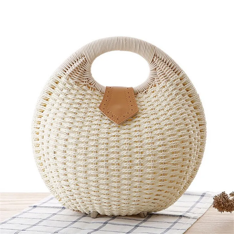 

Wholesale price New fashion shell shape handbags rattan woven bag woven straw round bags handmade from China supplier, Customizable