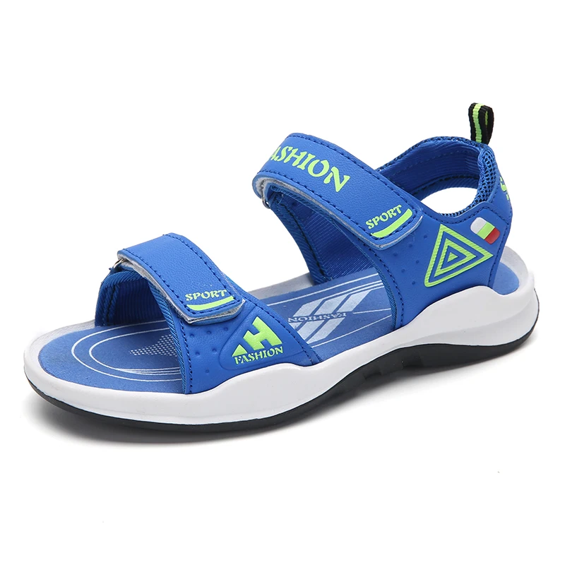 
New Summer Geometric Children Slip Beach Shoes Outdoor Leather Boys Sport Sandals for Junior Kids 2020 