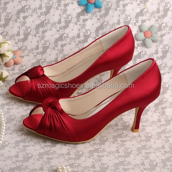 

Satin Wine Red Shoes Woman