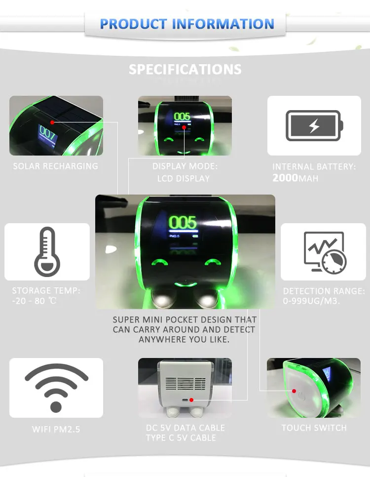 Formaldehyde Detector Air Quality Tester PM2.5 Humidity Meter for Home Office School Hospital
