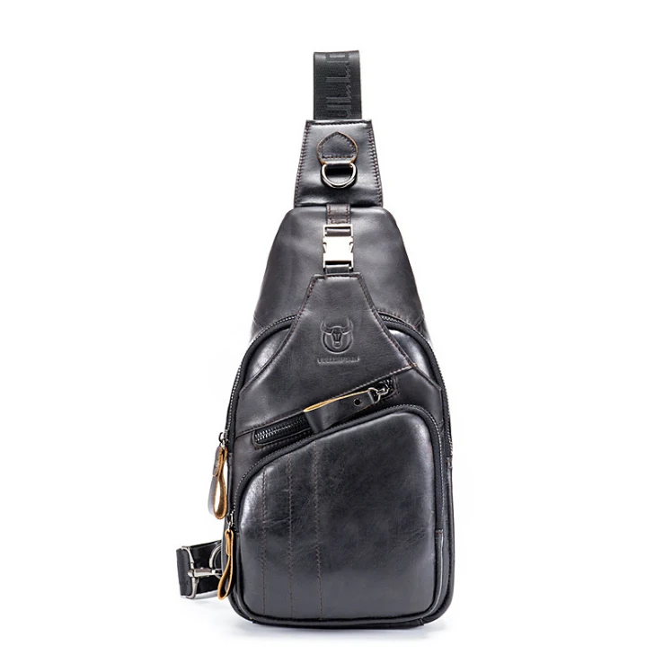 

Brand Designer Leisure Sport Genuine Cow Leather Vintage Men Sling Bag Chest Shoulder Bags, 3 colors