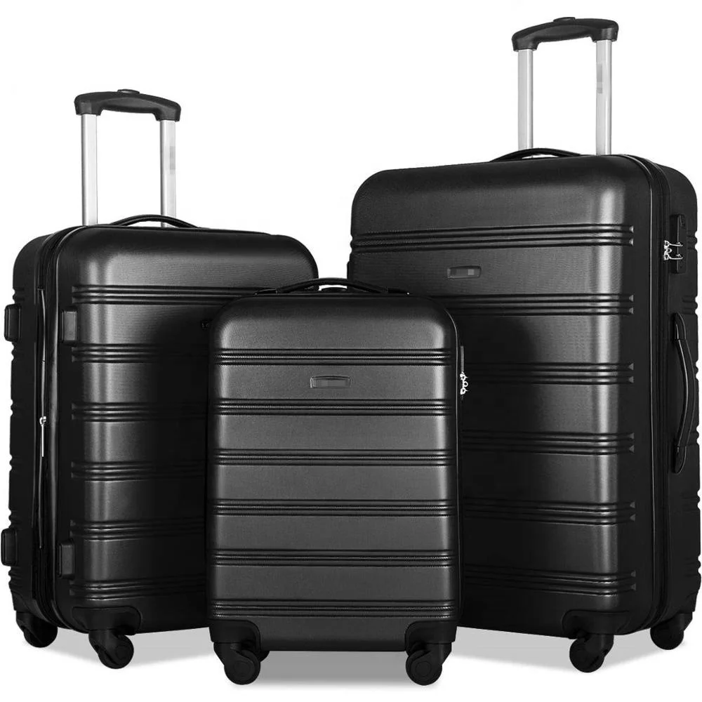 

3 Piece Set Spinner ABS Luggage Expandable Travel Suitcase 20 24 28 inch, Customized color