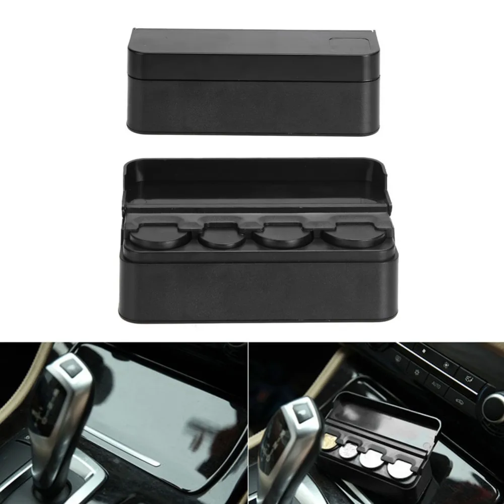 Customized Logo Black Plastics Car Coin Organizer Money Storage Box