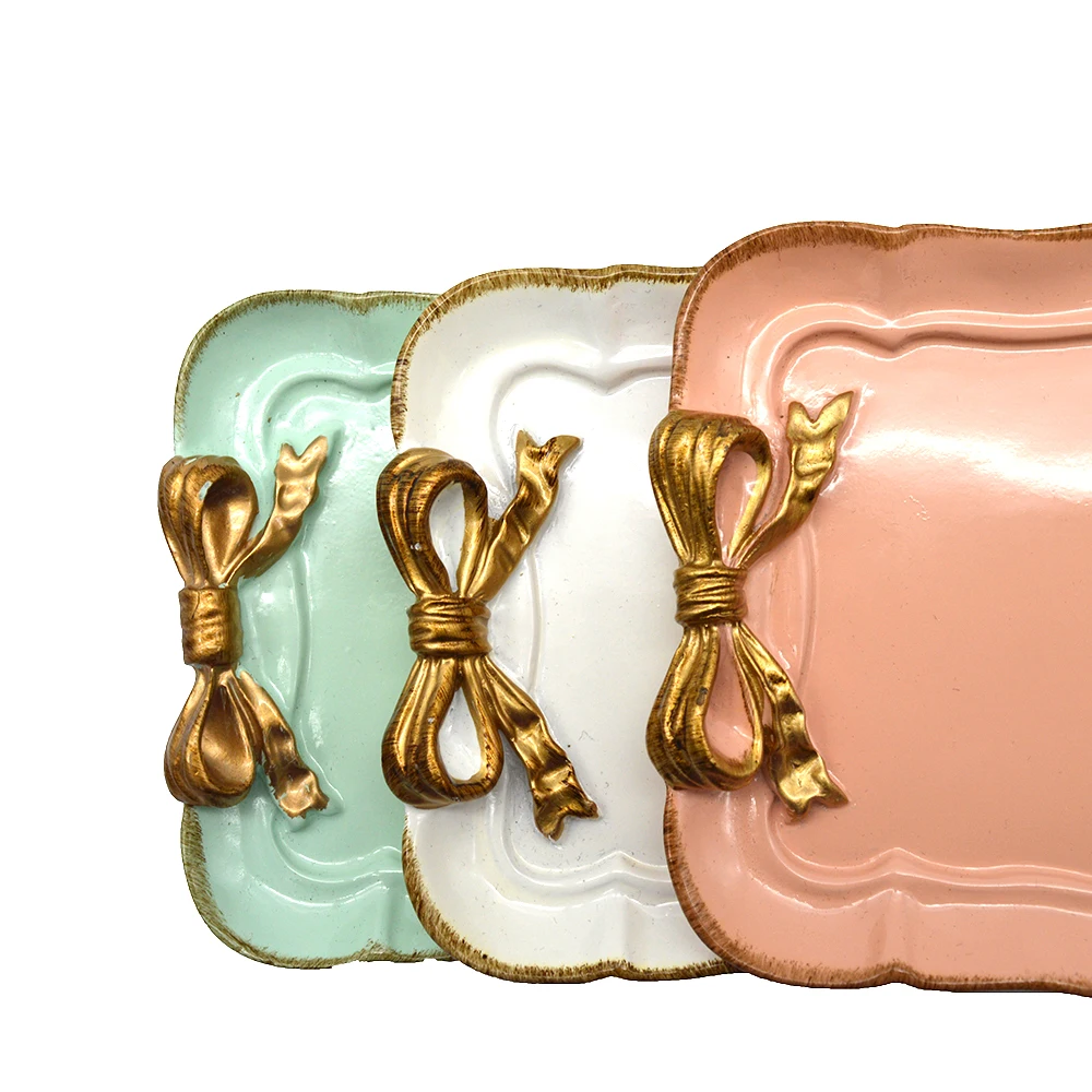 

Jewelry Plate Cake Dessert Resin Tray for Christmas Hotel Decoration Gifts Girl Style, White pink purple green yellow