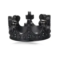 

Men's Womens Vintage Stainless Steel Ring Black Silver Queen King Crown Gothic Band, Royal King Crown Ring