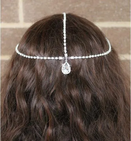 

Women Girl Crystal Fashion Head Chain Headband Jewelry Head Piece Hair band, Gold, silver