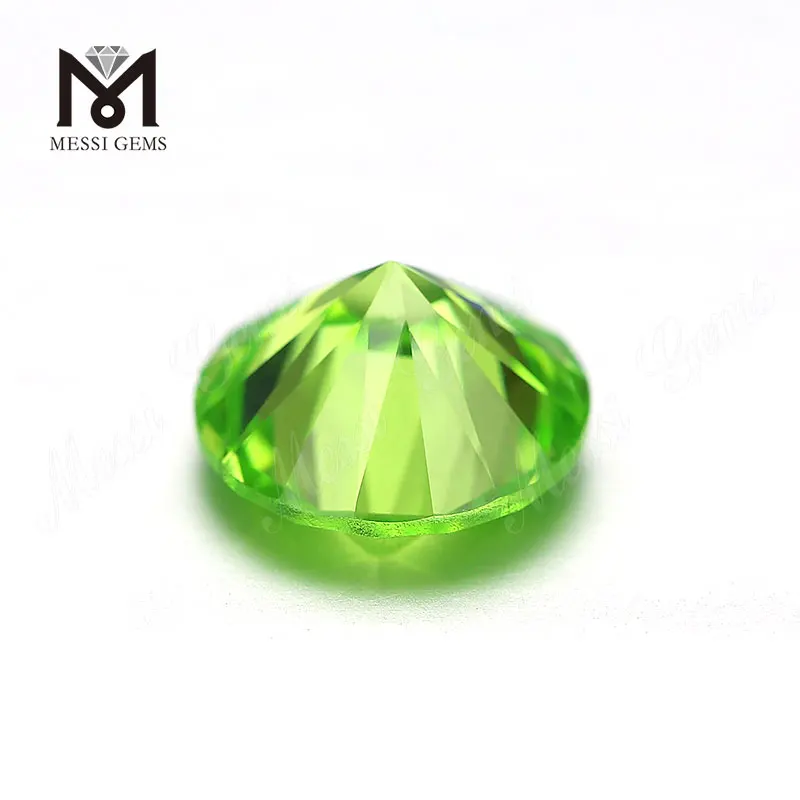 Synthetic cz stone factory 3.0mm round apple green colored cubci zirconia