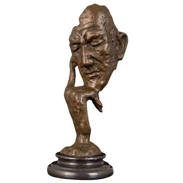 

DS-591 Famous Bronze Artist Rodin Art Decor Bronze Thinking Man Bust Statue Sculpture Rodin Bust Head Figurines For Collectible