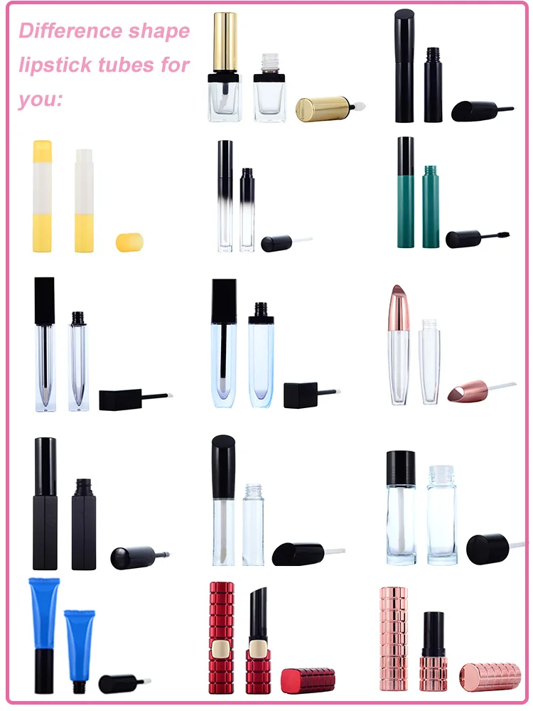 plastic empty lip gloss bullets,modern round transparent lipstick bottle packaging 