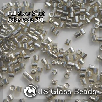 
High Quality Fashion JS Glass Seed Beads - 501# Uni-Silver Metallic 2-CUT Beads For Garment & Jewelry 