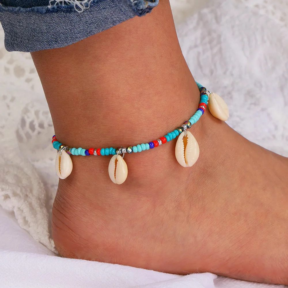 

Sindlan New Arrivals Hot Summer Sea Beach Bohemian Beaded Natural Conch Foot Jewelry Boho Anklet, Picture