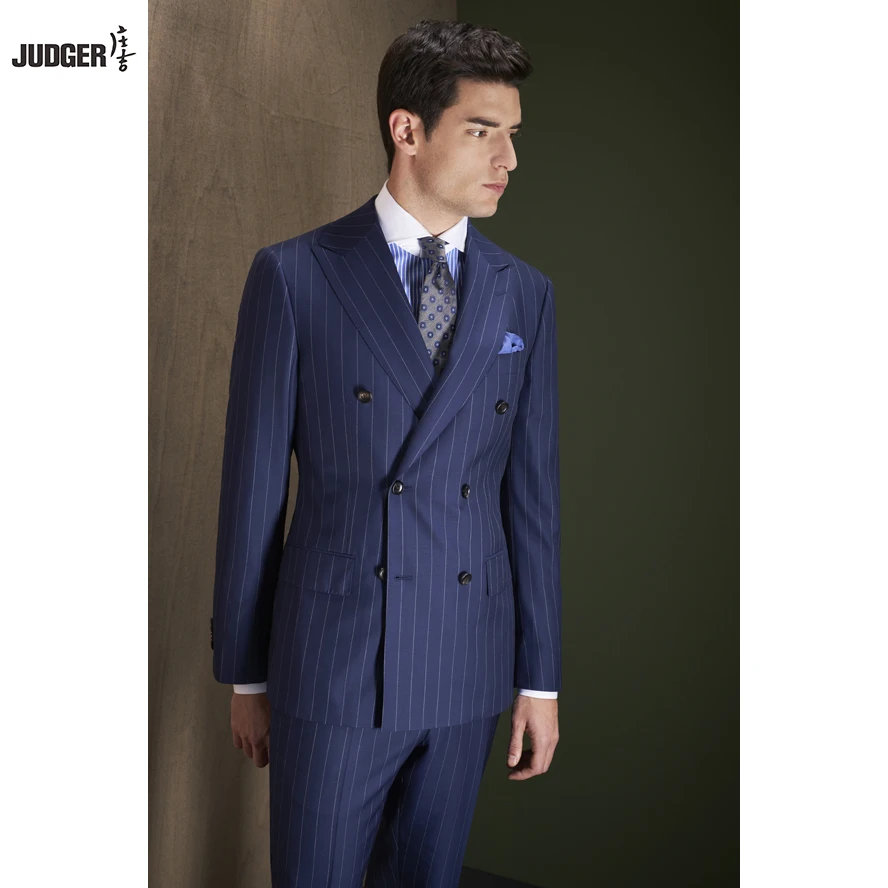 

custom tailor mtm formal mens office wearing stripe woolen suit