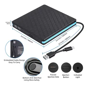 External USB 3.0 & Type C CD DVD Player MacBook