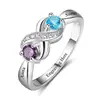 Personalized Infinity Mothers Ring with 2 Round Simulated Birthstones Engagement Promise Rings for Women
