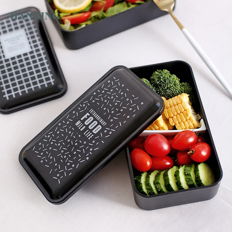 

Nordic Black Style Thermal Lunch Box Leak-Proof Microwave Tableware Bento Box Quality Health Kids Portable Picnic Food Container
