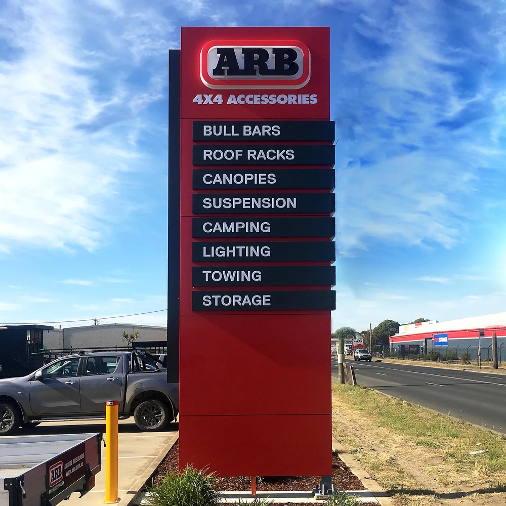 Outdoor aluminium illuminated led pylon sign advertising street building double sided illuminate pylon sign