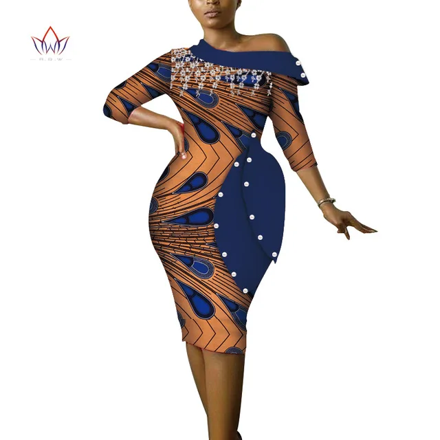 

African Dresses for Women 2019 Vestidos Elegant Ankara Dresses dashiki Plus size Off Shoulder African Clothing WY3686