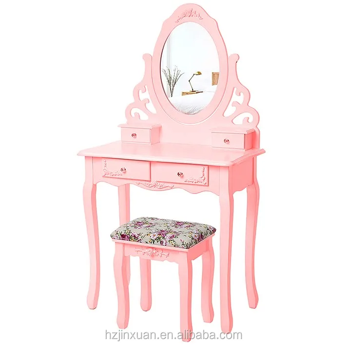 2018 Modern French 4 Drawers Girls Vanity Dressing Table With