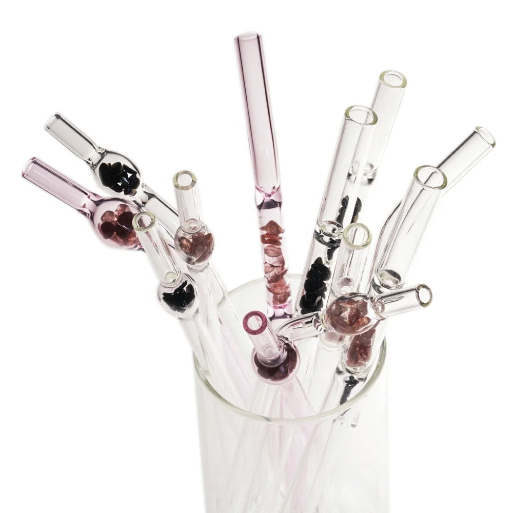 Diameter 8mm Crystal Energy Gemstone Glass Drinking Straws Natural Crystal Quartz Glass Straws