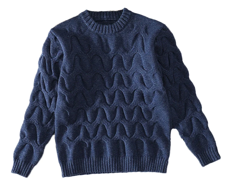 P18B119TR children's boy cotton o neck cable knit sweater