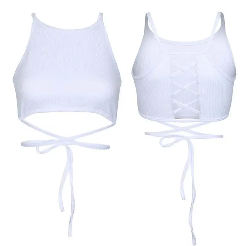 

Women's Sleeveless Casual Solid Skinny Crop Tops Halter Tank Tops, Two