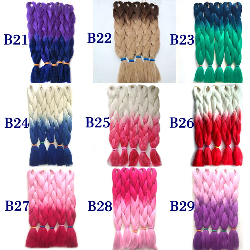 
Ombre Braiding Hair Two Tone Color High Temperature Kanekalon Jumbo Braids Hair Extensions 
