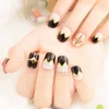 Beige Black French Acrylic Nails Sawtooth Pattern Rivets Decoration Nail art Tips 22pcs/ kit including Glue sticker Z420